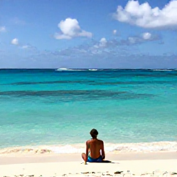 Caribbean Holidays, Cura&ccedil;ao Solo Holidays, Warm turquoise sea and a lone traveller relaxing on a sandy beach in Cura&ccedil;ao during February