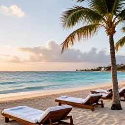 Caribbean Holidays, Cura&ccedil;ao Spa Breaks, A calm Cura&ccedil;ao beach at sunrise with soft light, turquoise water, palm trees and a relaxed spa holiday atmosphere