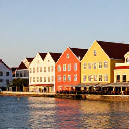 Caribbean Holidays, Cura&ccedil;ao Spa Breaks, Colourful Willemstad waterfront in Cura&ccedil;ao at golden hour, with historic Dutch Caribbean buildings, calm water and a relaxed caf&eacute; atmosphere