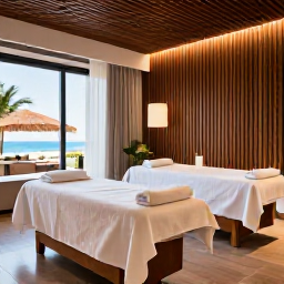Caribbean Holidays, Cura&ccedil;ao Spa Breaks, Modern Cura&ccedil;ao resort spa with treatment rooms, natural wood, white towels and soft Caribbean light