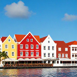 Caribbean Holidays, Cura&ccedil;ao Spa Breaks, Pastel colonial buildings and waterfront caf&eacute;s in Willemstad, Cura&ccedil;ao, under sunny Caribbean skies