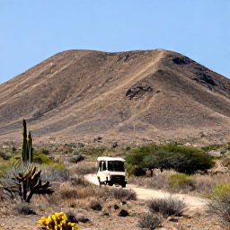 Caribbean Holidays, Curacao Tours, Cura&ccedil;ao countryside with rugged hills, cacti, dry woodland and a safari vehicle travelling through the landscape