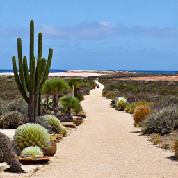 Caribbean Holidays, Curacao Walking Holidays, A peaceful walking path through cactus landscape beside salt pans and flamingos in Curacao