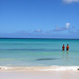 Caribbean Holidays, Cura&ccedil;ao Walking Holidays, A quiet Cura&ccedil;ao beach with clear shallow water, snorkellers and walkers enjoying a relaxed December afternoon