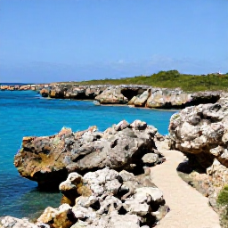 Caribbean Holidays, Curacao Walking Holidays, A scenic coastal walking trail in Cura&ccedil;ao with turquoise sea, rugged limestone rocks and bright Caribbean sunshine