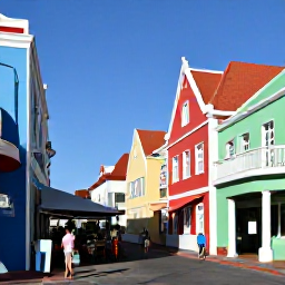 Caribbean Holidays, Curacao Walking Holidays, Colourful Dutch colonial buildings along a Willemstad street, with pedestrians walking beside caf&eacute;s and historic waterfront buildings