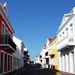 Caribbean Holidays, Cura&ccedil;ao Walking Holidays, Colourful historic buildings and a pedestrian street in Willemstad, Cura&ccedil;ao, under a clear March sky