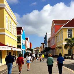 Caribbean Holidays, Cura&ccedil;ao Walking Holidays, Colourful Willemstad waterfront buildings and a pedestrian street filled with visitors enjoying a December walking tour