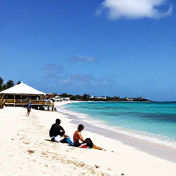 Caribbean Holidays, Curacao Walking Holidays, Travellers relaxing at a quiet Curacao beach after a scenic walk, with clear water and a casual seaside restaurant