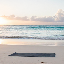 Caribbean Holidays, Cura&ccedil;ao Wellness Break, A peaceful Cura&ccedil;ao beach at sunrise with a yoga mat, calm turquoise water and soft morning light