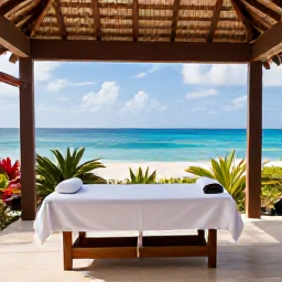 Caribbean Holidays, Cura&ccedil;ao Wellness Break, A tranquil Cura&ccedil;ao wellness resort overlooking the sea, with a shaded treatment terrace and tropical plants