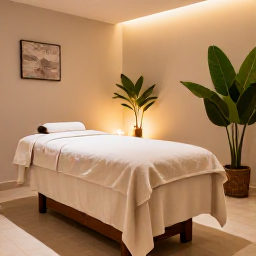 Caribbean Holidays, Cura&ccedil;ao Wellness Break, Serene Cura&ccedil;ao spa treatment room with natural textures, candles, tropical greenery and soft warm light