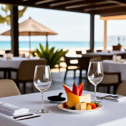 Caribbean Holidays, Cura&ccedil;ao Wine Holidays, Elegant wine tasting table with glasses, cheese and tropical fruit at a stylish Cura&ccedil;ao restaurant