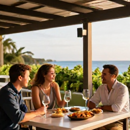 Caribbean Holidays, Cura&ccedil;ao Wine Tasting, A relaxed wine tasting at a stylish vineyard or seaside restaurant in Cura&ccedil;ao, with local snacks and warm evening light