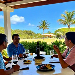 Caribbean Holidays, Cura&ccedil;ao Wine Tasting, A relaxed wine tasting on a sunny Cura&ccedil;ao terrace, with local dishes, wine glasses and tropical scenery