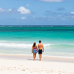 Caribbean Holidays, December Adults Only, Couple walking barefoot along Grace Bay Beach in December, clear turquoise water, soft white sand and a calm Caribbean horizon