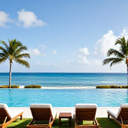 Caribbean Holidays, December Adults-Only Holidays, Elegant adults-only Caribbean resort with infinity pool overlooking a calm blue sea, sun loungers and tropical gardens