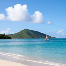 Caribbean Holidays, December Adventures, A bright December morning on a tropical beach in Saint Vincent and the Grenadines, with calm turquoise water, green hills and a small sailing boat