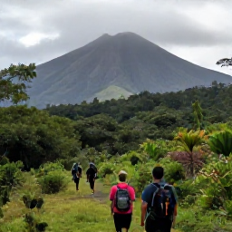 Caribbean Holidays, December Adventures, Hikers walking through lush Montserrat rainforest towards volcanic hills
