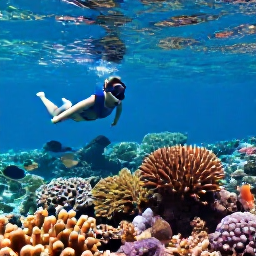 Caribbean Holidays, December Adventures, Snorkeller viewing coral reef and tropical fish in clear water near Grand Turk, Turks and Caicos