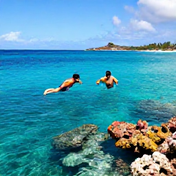 Caribbean Holidays, December Adventures, Travellers snorkelling above a colourful reef in clear Caribbean water near Saint Barth&eacute;lemy