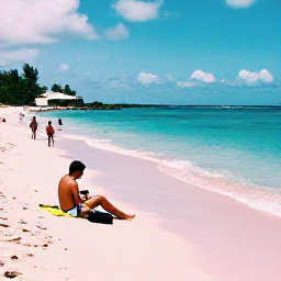 Caribbean Holidays, December Antigua, Relaxed December beach scene on Barbuda with pink sand, turquoise sea and visitors enjoying a peaceful island day