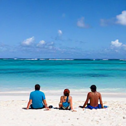 Caribbean Holidays, December Aruba, Adults relaxing on a quiet white-sand beach in Aruba in December, turquoise Caribbean sea, bright natural light