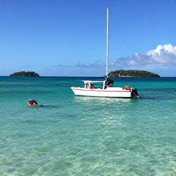 Caribbean Holidays, December Beaches, A small boat excursion from Providenciales passing over clear turquoise water, with snorkellers and unspoilt islands in the background