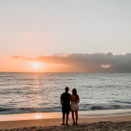 Caribbean Holidays, December Beaches, Couple enjoying a December sunset beside the Caribbean Sea on Montserrat, gentle waves, warm light and peaceful beach setting