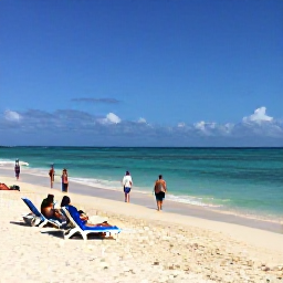 Caribbean Holidays, December Beaches, Visitors relaxing on Grace Bay Beach in December, turquoise water, white sand, sun loungers and a gentle Caribbean breeze