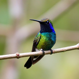 Caribbean Holidays, December Birdwatching, A colourful Caribbean hummingbird perched on a branch in a tropical forest, soft morning light