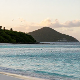 Caribbean Holidays, December Birdwatching, A quiet Saint Barth&eacute;lemy coastline at dawn in December, with seabirds over turquoise water and low green hills