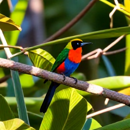 Caribbean Holidays, December Birdwatching, Colourful Caribbean birds perched in tropical foliage on Saint Kitts, with soft December morning light