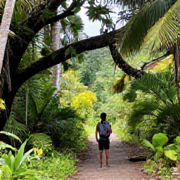 Caribbean Holidays, December Birdwatching, Tropical forest trail with a birder looking towards perched island birds on St John