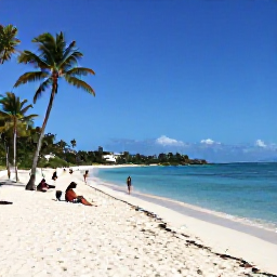 Caribbean Holidays, December Business Class, White sandy beach at Magens Bay on St Thomas with calm turquoise water, palm trees and visitors enjoying December sunshine