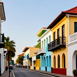 Caribbean Holidays, December City Breaks, Historic streets of Bridgetown with colonial architecture, colourful shopfronts, pedestrians and warm late-afternoon light