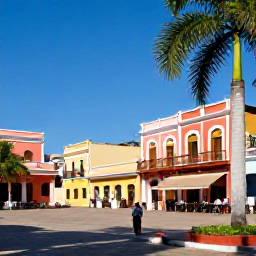 Caribbean Holidays, December City Breaks, Lively colonial square in Santo Domingo with palm trees, historic buildings, outdoor caf&eacute;s and visitors enjoying the sunshine