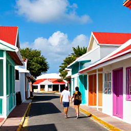 Caribbean Holidays, December Couples, Couple exploring colourful streets and small shops in Philipsburg, Sint Maarten, during a sunny December day