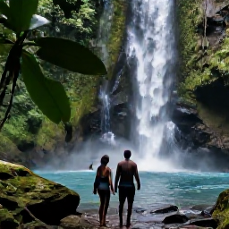 Caribbean Holidays, December Couples Holidays, Couple exploring a lush rainforest trail and waterfall on Saint Vincent, tropical vegetation and natural pools