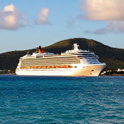 Caribbean Holidays, December Cruises, A cruise ship approaching Charlotte Amalie harbour on St Thomas in warm December sunshine, with turquoise Caribbean water and green hills