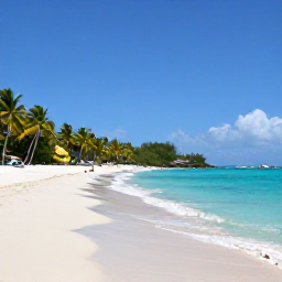 Caribbean Holidays, December Cruises, A quiet Caribbean beach on St John with white sand, clear turquoise water, palm trees and a snorkeller near the shore