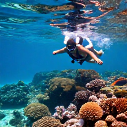 Caribbean Holidays, December Cruises, Cruise passengers snorkelling above colourful coral and tropical fish in the clear waters of the British Virgin Islands