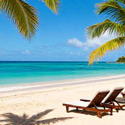 Caribbean Holidays, December Cruises, Relaxed beach day in Barbados with clear turquoise water, soft golden sand, sun loungers and green palm trees