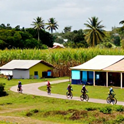 Caribbean Holidays, December Cycling, Cyclists travelling through lush Jamaican countryside, passing small villages, sugar cane fields and colourful roadside shops