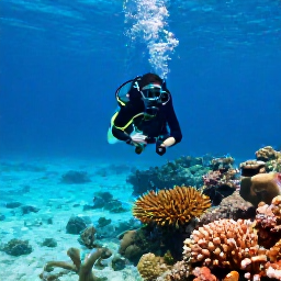 Caribbean Holidays, December Diving, A scuba diver exploring colourful coral reefs and clear turquoise water around the Turks and Caicos Islands in December