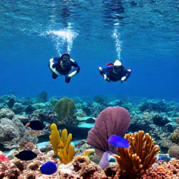 Caribbean Holidays, December Diving, Divers swimming above a vibrant Caribbean reef with tropical fish, sea fans and clear visibility