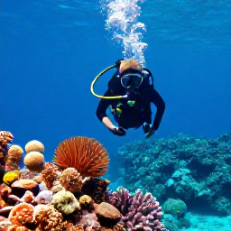 Caribbean Holidays, December Diving, Scuba diver exploring a colourful coral reef in clear turquoise water off Cura&ccedil;ao in December