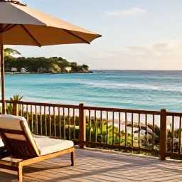 Caribbean Holidays, December Escapes, A quiet adults-only terrace overlooking a turquoise Caribbean bay in Saint Barth&eacute;lemy, warm December sunshine