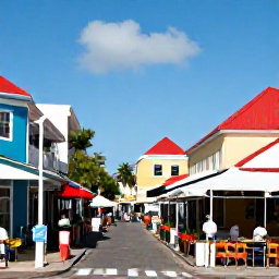 Caribbean Holidays, December Escapes, Colourful streets and waterfront harbour in Philipsburg, Sint Maarten, with shops, caf&eacute;s and visitors exploring on a sunny December day