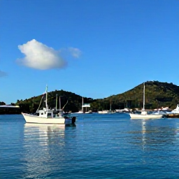 Caribbean Holidays, December Fishing, A bright December morning at Gustavia harbour in Saint Barth&eacute;lemy, with fishing boats, calm turquoise water and hills in the background